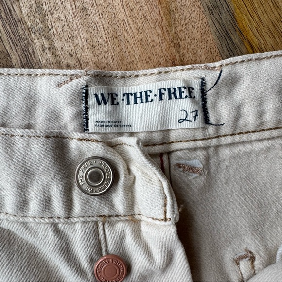 We The Free Light Tan Distressed Jean Shorts - Picture 3 of 6